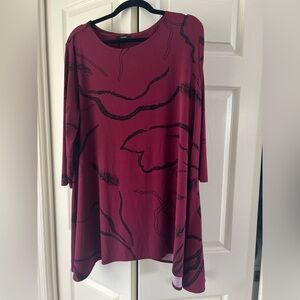 Alfani Maroon Tunic with Black Design